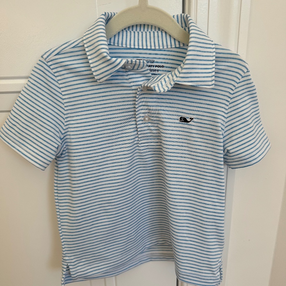 Vineyard Vines Boys Light Blue and White Striped Polo